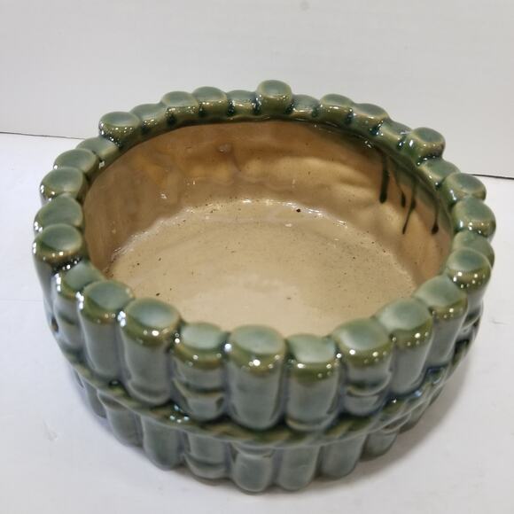 Vintage ceramic glazed bamboo flower holder B-641 (5.1350) - Picture 5 of 16